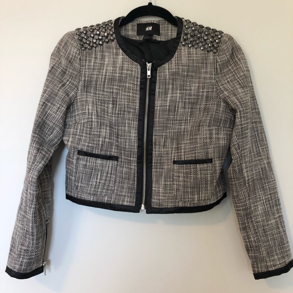 Tweed Studded Crop Jacket - Picture 2 of 6